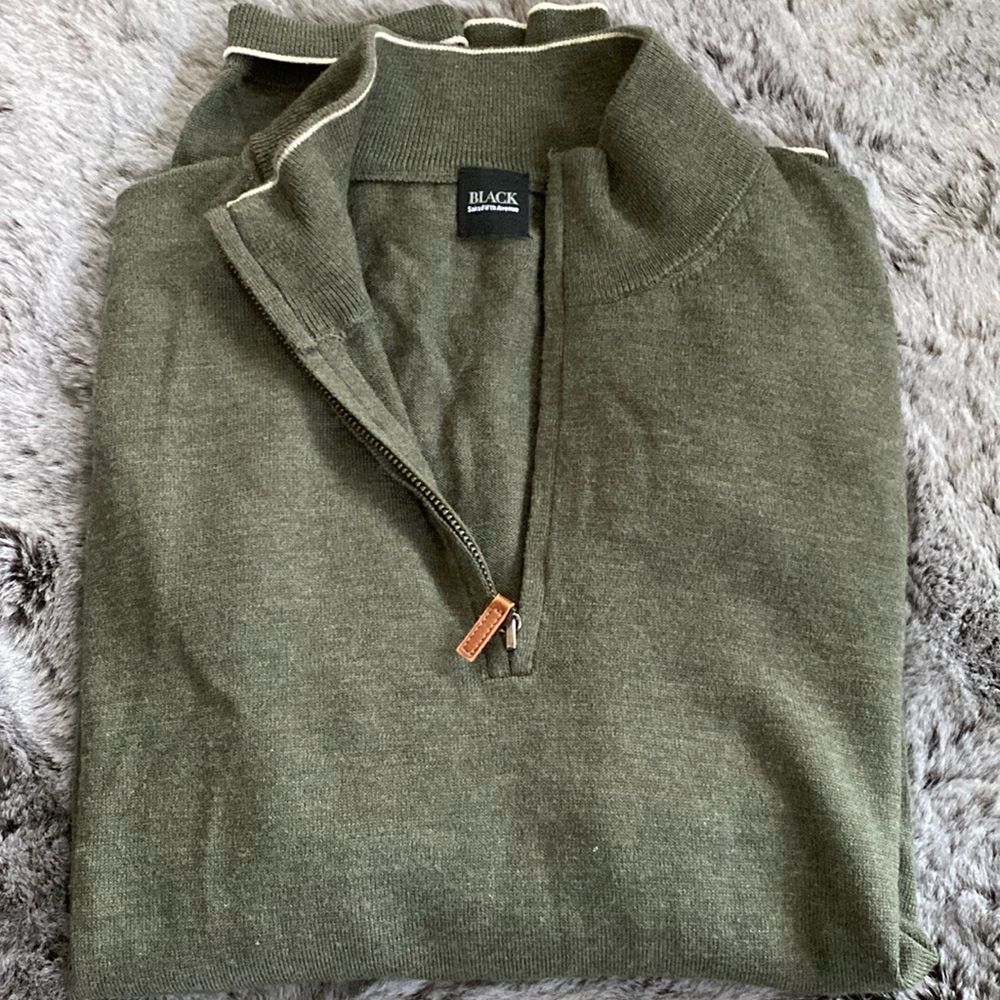 Christmas ready 100% wool 1/4 zip sweater from Saks. Size XL